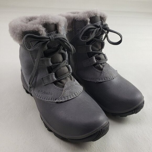 Columbia Sierra Summette Waterproof Boot Womens 7 Gray Leather Lace Up Insulated - Picture 1 of 11